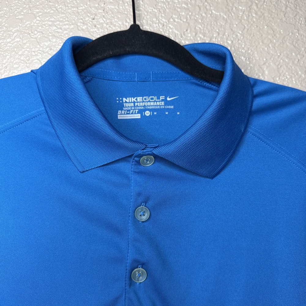 Nike Polo Shirt Mens Medium Blue Tour Performance Golf Casual Outdoor Sport